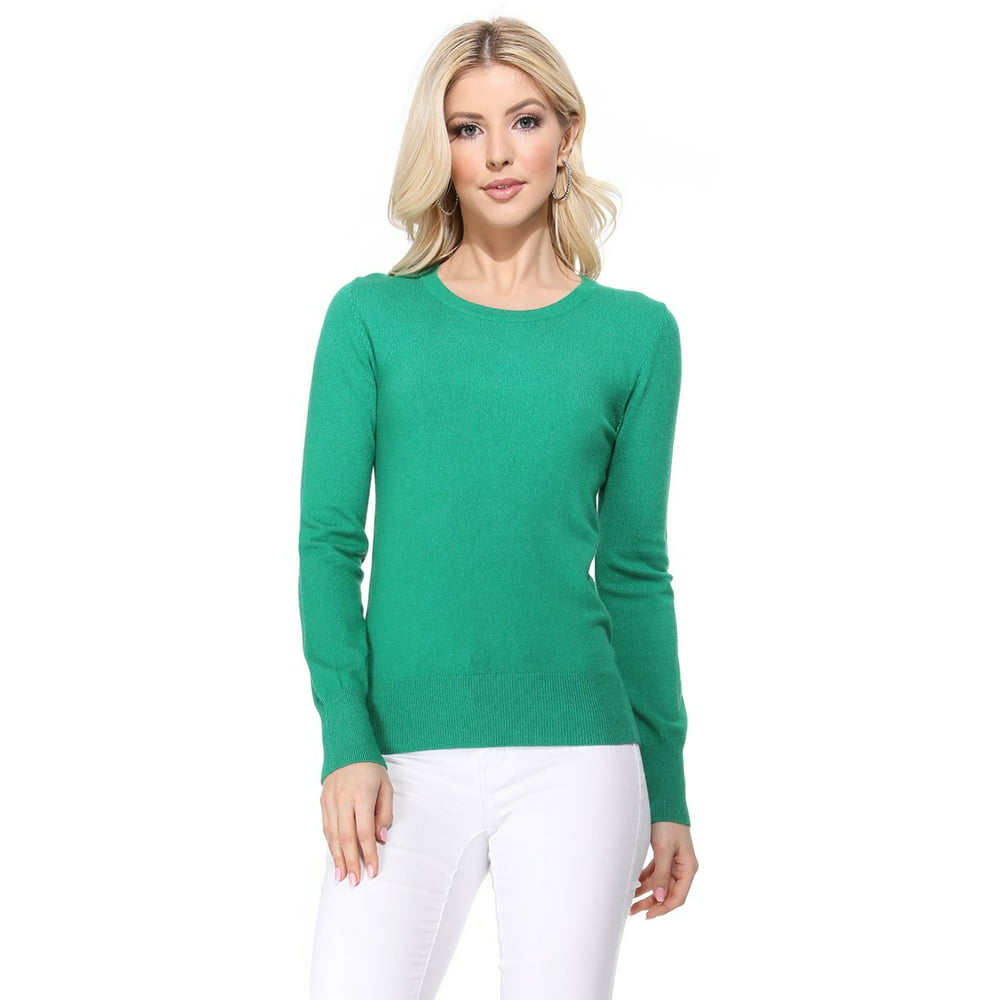 YEMAK Women's Knit Sweater Pullover – Long Sleeve Crewneck Basic ...