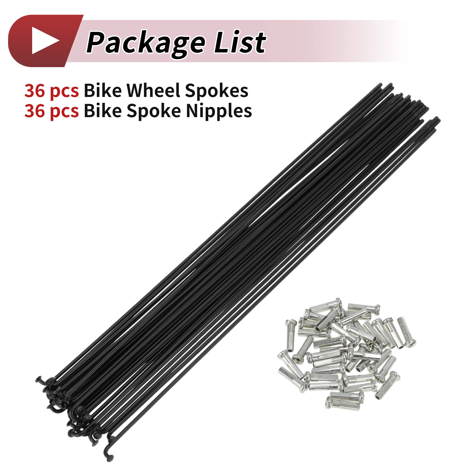 Unique Bargains 36Pcs J Bend with Nipple for MTB 14G Wheel Spokes Black 9.45"