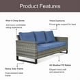 thumbnail image 5 of PARKWELL 4 Pieces Outdoor Sofa Furniture Sets with 30" Fire Pit Table and Swivel Glider for Patio Garden Poolside Deck,Gray Wicker and Navy Cushions, 5 of 8