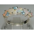 thumbnail image 3 of LBG British Made 10k White Gold Natural Opal & Blue Topaz Womens Eternity Ring - Size 12 - 33 size options, 3 of 7