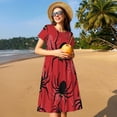 thumbnail image 4 of Uemuo Spider Print Womens Summer Dress Casual Swing Short Sleeve Sundresses Beach A-line Shift Dress, 4 of 6