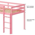 thumbnail image 2 of Ktaxon Wood Loft Bed Twin Size with Ladder, Solid Wood Low Loft Bed Frames for Girls Boys, Pink, 2 of 10