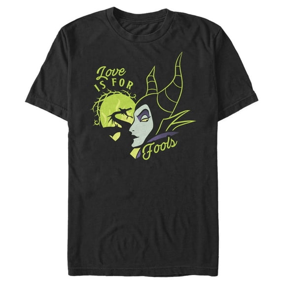Men's Sleeping Beauty Maleficent Love Is For Fools  Graphic Tee Black Small