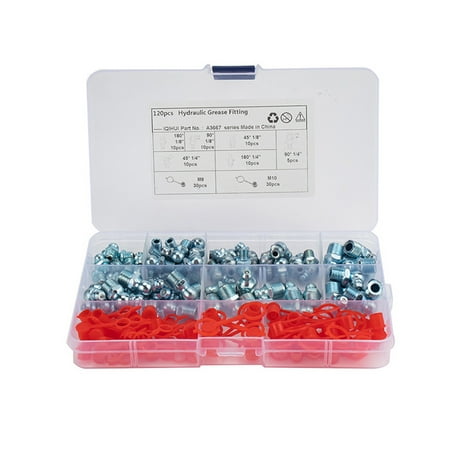 

60 Pcs Metric Hydraulic Zerk Grease Fitting with 60 Pcs Covers Assortment Set Kit