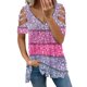thumbnail image 1 of Gibobby Camiseta de Manga Corta con Cuello en V Top manga larga con cremallera y cuello redondo otoño e invierno Top mujer transfronterizo comercio exterior estamp(Rosa caliente,CH), 1 of 4