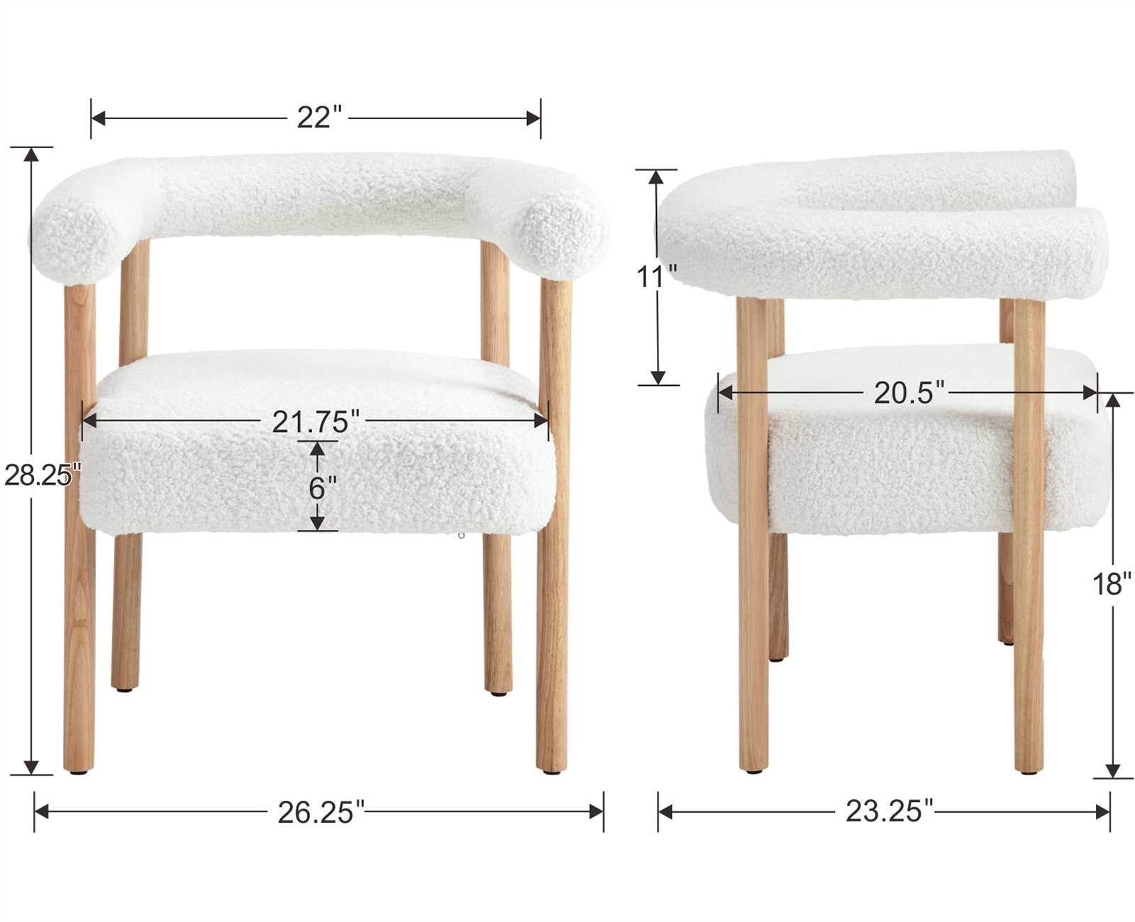 Guyou Modern Barrel Dining Chairs Set of 2, Mid-Century Farmhouse Kitchen Chairs with Curved Back, Wooden Sherpa Upholstered Dining Side Chairs for Dining Room Living Room Kitchen, White