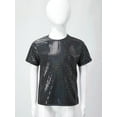 thumbnail image 3 of Sinleey Girls Boys Sequined Loose T-Shirt for Hip Hop Jazz Street Dance Children's Day Disco Party Black 160, 3 of 7