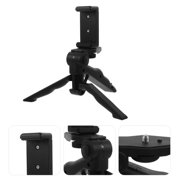 LULULION 1Set Adjustable Black Phone Tripod Stand for Home Video Recording and Hands Free Use