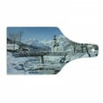 thumbnail image 1 of Winter Cutting Board, Panoramic View of Scenic Landscape in Bavaria Parish European Scenic Places, Tempered Glass Cutting and Serving Board, Wine Bottle Shape, Blue Brown White, by Ambesonne, 1 of 1