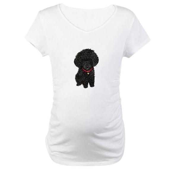 CafePress - Poodle Pup (Blk) Maternity T Shirt - Cotton Maternity T-shirt, Cute & Funny Pregnancy Tee
