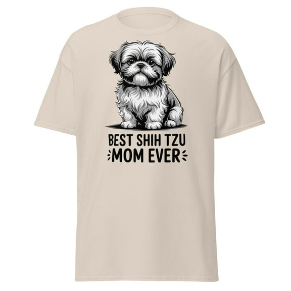 Best Shih Tzu Mom T-Shirt, Dog Lover Gift,Cute Dog T-Shirt,Pet Mom Tee (Natural, S)