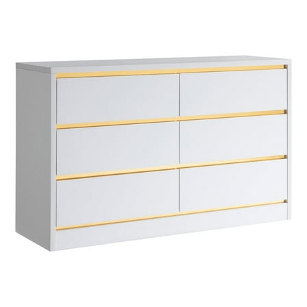 Furniture of America Verent Modern Wood 6-Drawer Dresser in White