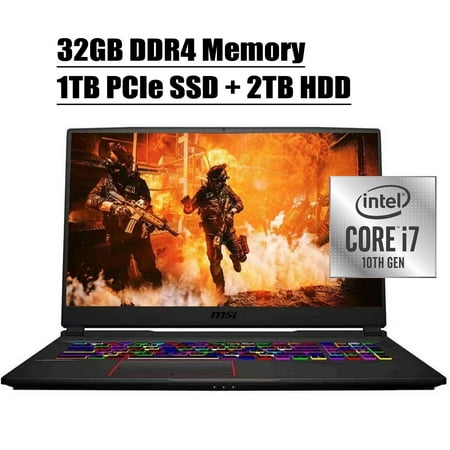 MSI GE75 Raider 10SE 2020 Premium Gaming Laptop I I 17.3" FHD IPS 144Hz I 10th Gen Intel Hexa-Core i7-10750H I 32GB DDR4 1TB PCIe SSD + 2TB HDD I 6GB RTX 2060 RGB Backlit KB WIFI Win 10