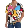 thumbnail image 7 of Lsque Sanrio print Men's Cuban Collar Short Sleeve Shirt Summer Beachwear Casual Button Down Fashionable Vacation Leisure Shirt-Small, 7 of 7