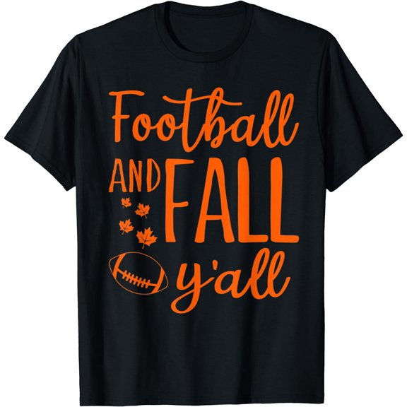 Football and Fall Y'all Funny Halloween Football T-Shirt Black Small