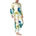 thumbnail image 2 of Naloa Floral Vintage Men’s Pajamas Set - Long Sleeve Button Down Sleep Shirt and Pajama Bottoms Sleepwear Set-X-Large, 2 of 7