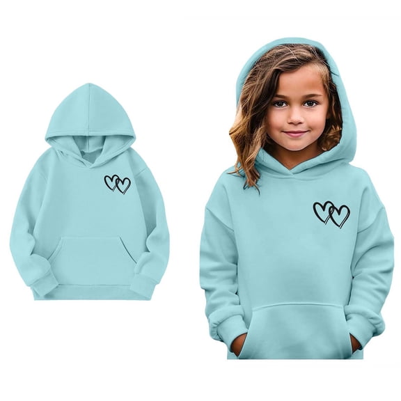 Hoodies for Girls Valentine Sweatshirt Long Sleeve Heart Sweatshirts Crew Neck Pullover Sweatshirt Girl Clothes 5-6 Years