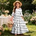 thumbnail image 7 of ITSAME Girls A-Line Dress Crew Neck 3/4 Sleeve Flowy Ruffle Summer Casual Fashion Printed Dress White Size 8, 7 of 7