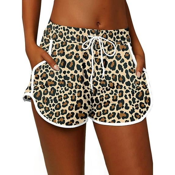 Calzi Casual Loose Shorts for Womens Floral Summer Shorts Elastic Waist Drawstring Short Pants with Pockets