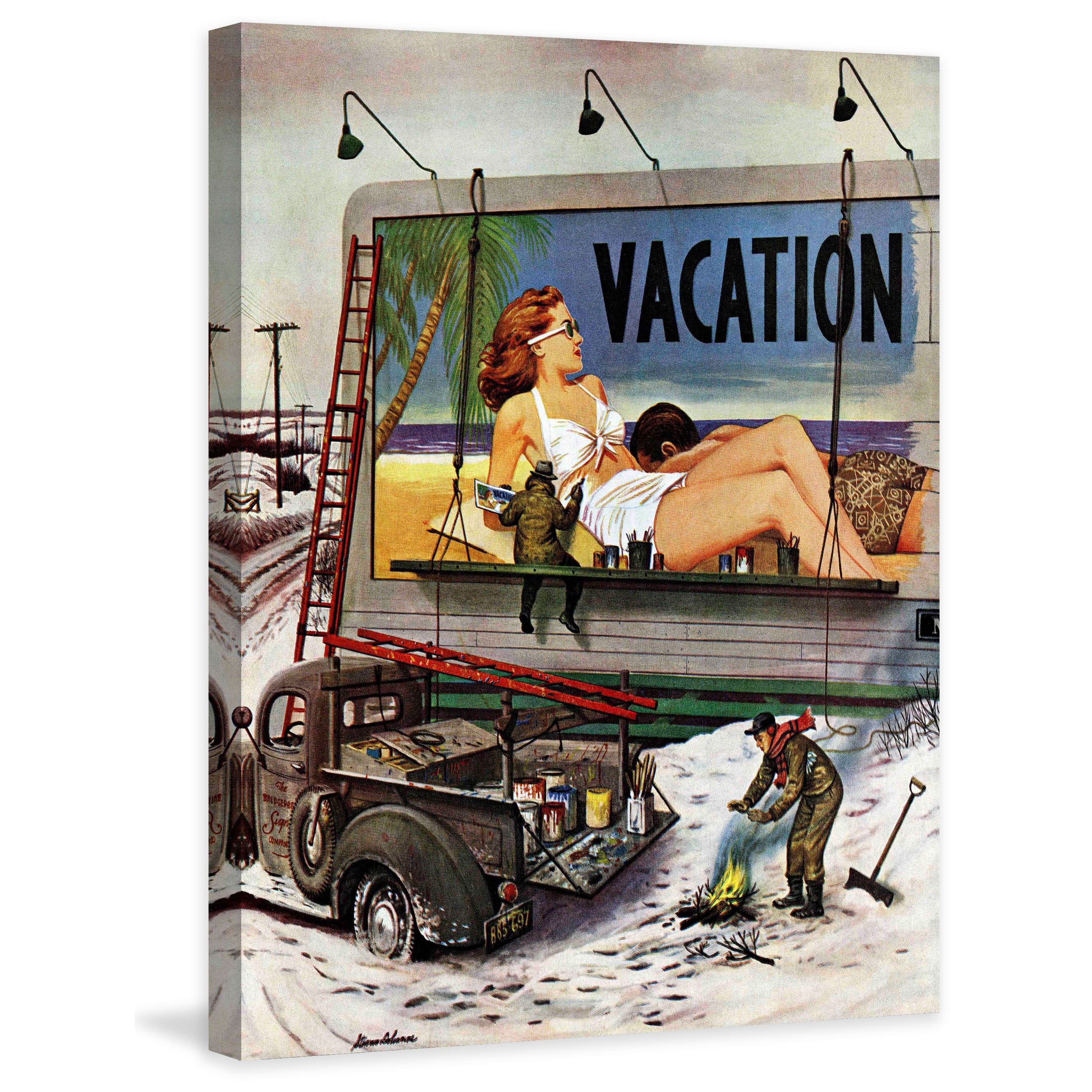 Marmont Hill "Billboard Painters in Winter" by Stevan Dohanos Painting Print on Canvas