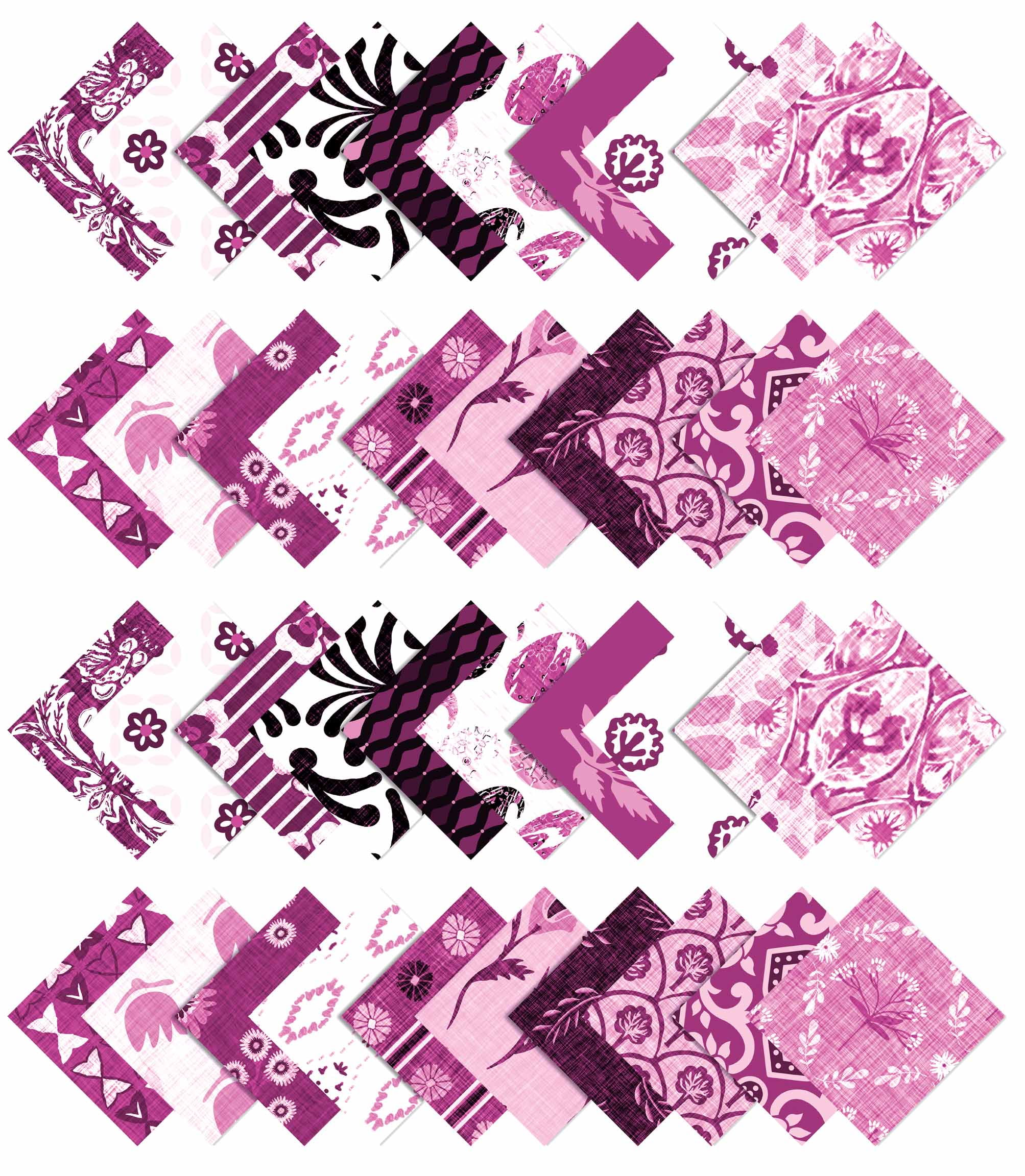 Soimoi Precut 10-inch Block Prints Cotton Fabric Bundle Quilting Squares Charm Pack DIY Patchwork Sewing Craft- Pink & White