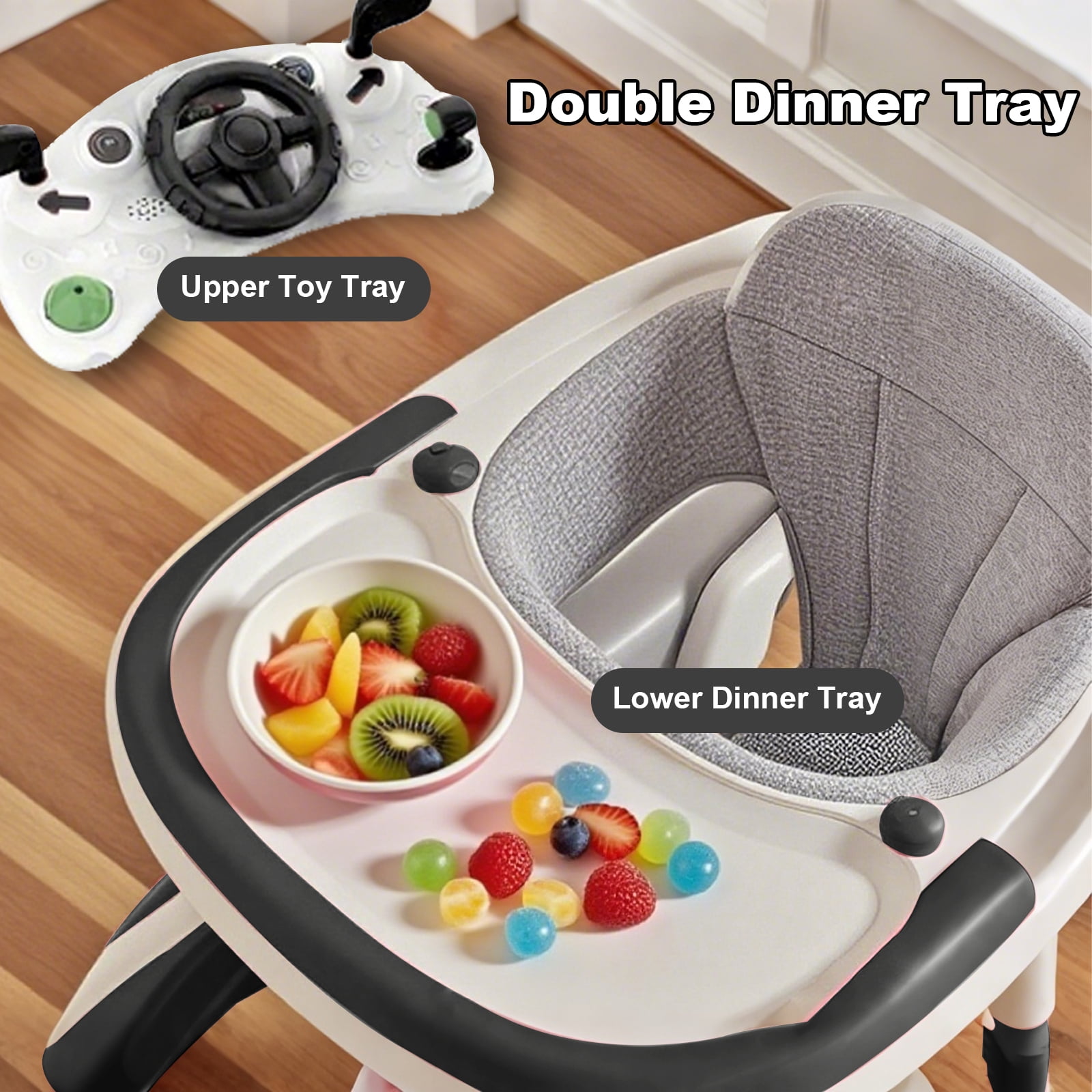 MINGYI 4-in-1 Baby Walker - Multi-functional, Height Adjustable, Foldable Design (Black)