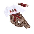 thumbnail image 2 of Combinaison de Noël pour Bébé à Manches Longues, Pantalon à Carreaux/léopard + Bandeau, 2 of 8