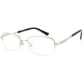 thumbnail image 2 of 1PACK Gabii 5003 Metal Champagne Rectangle Men's/Women's Semi Rim Reading Glasses W/Case +1.50, 2 of 2