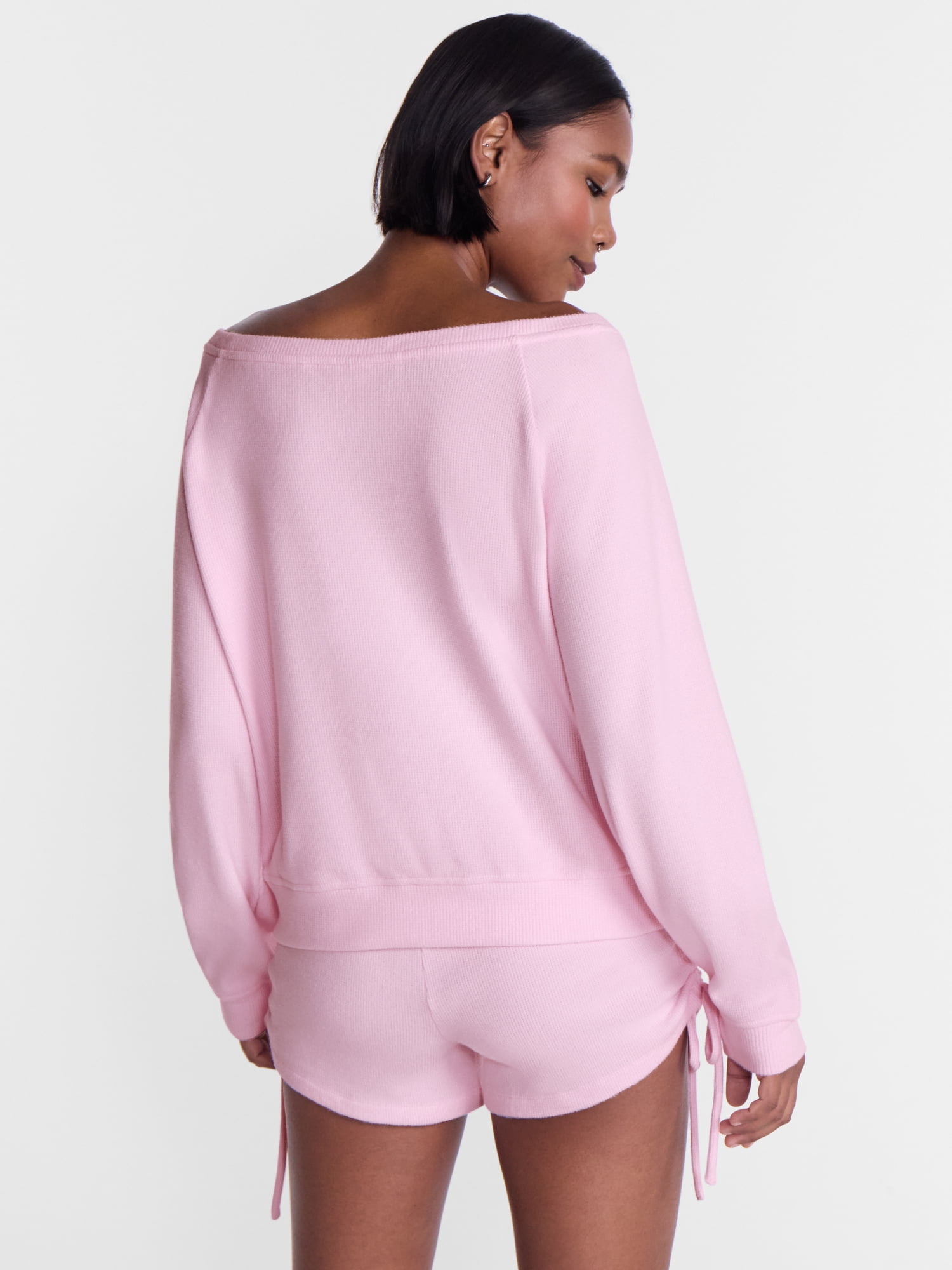 No Boundaries Waffle Knit Sleep Top, Women’s and Women’s Plus XS-2X