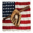 thumbnail image 3 of Ambesonne American Flag Shower Curtain, Grunge Baseball, 69"Wx84"L, Brown Red Blue, 3 of 5