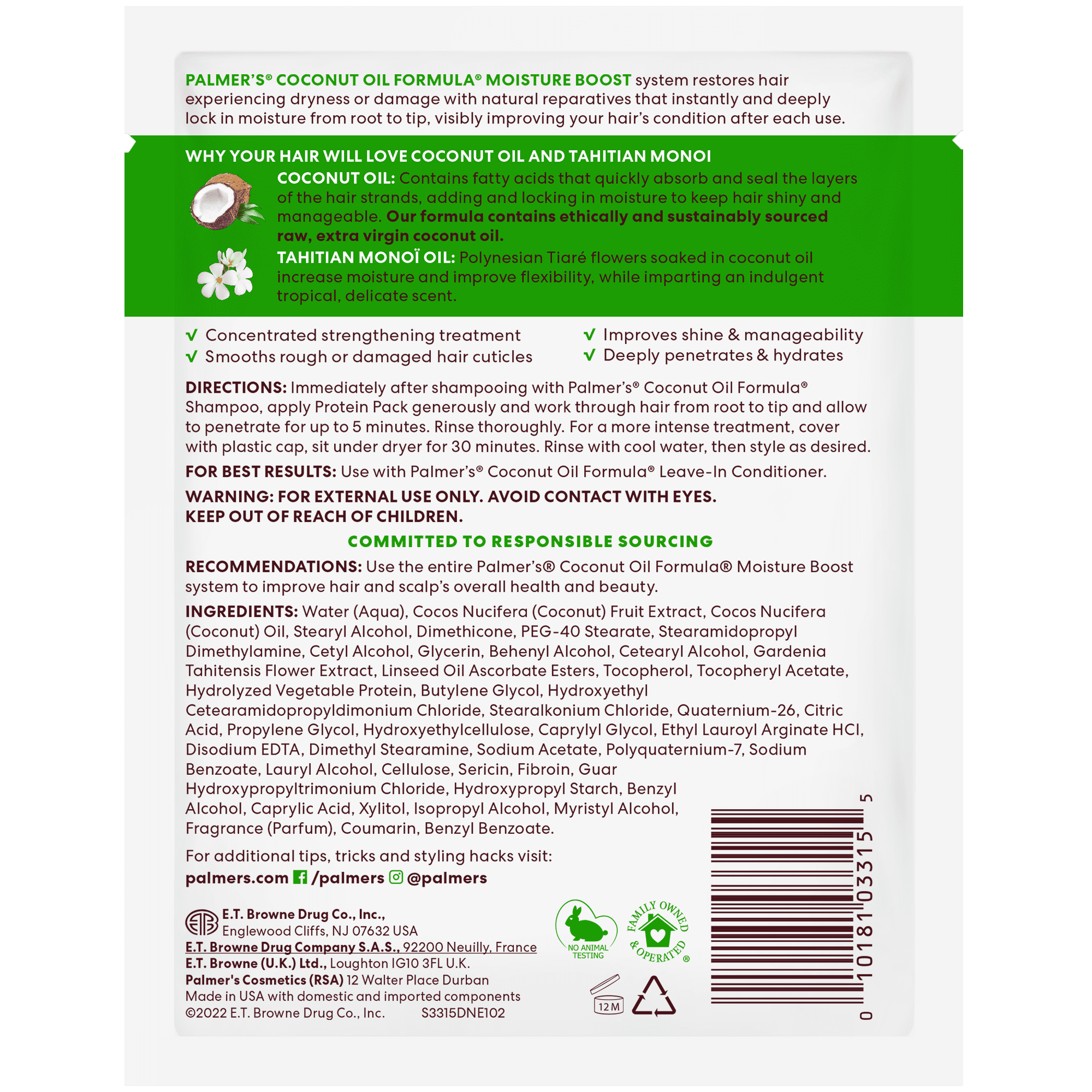 (3 pack) Palmer's Coconut Oil Deep Conditioning Protein Pack, 2.1 Oz