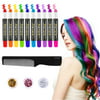 Frcolor 10 Colors Temporary Hair Chalk Pens with 3 Colors Body Glitters, Salon Non-toxic Washable Dye, Cosplay Birthday DIY for Kids Girls Teen Adults