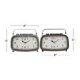 thumbnail image 3 of DecMode 6" Red Metal Retro Radio Style Clock, Set of 2, 3 of 10