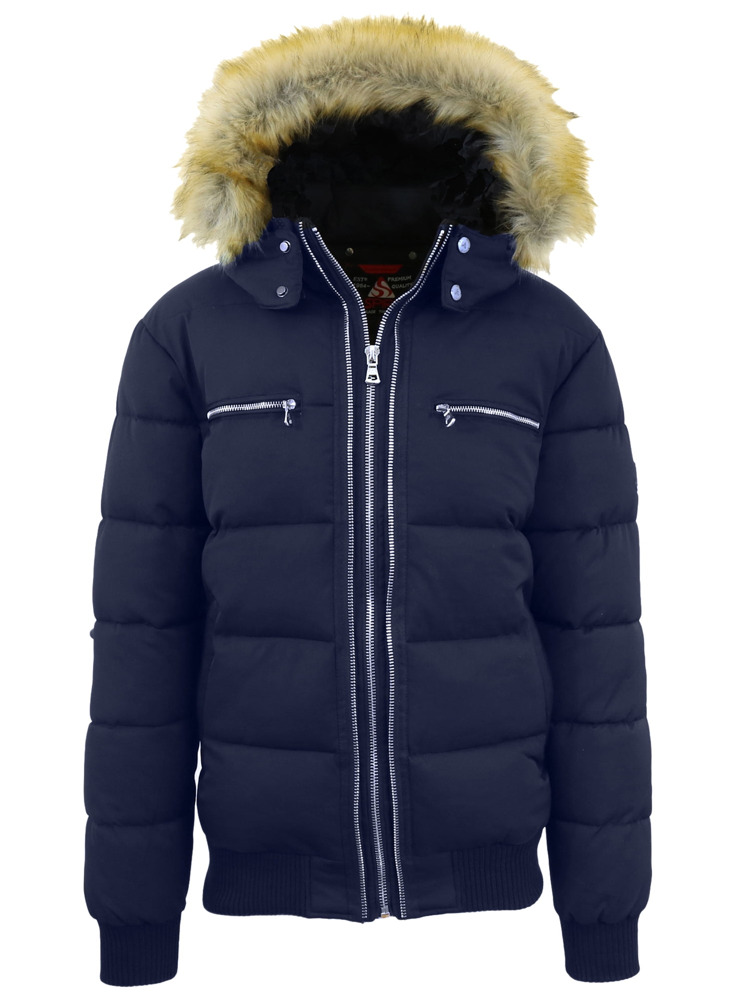 Spire by galaxy men's heavyweight puffer jacket with store detachable hood
