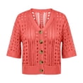 thumbnail image 5 of Sewkxo Short Sleeve Summer Cardigan Sweaters for Women 2026 Lightweight Shrug Crochet Beach Cover Ups,Red 2XL, 5 of 8