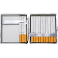 thumbnail image 4 of Set of 2 Metal-Plated King Size Leather Cigarette Case & Stash Box (Crocodile Brown), 4 of 5