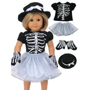 Sassy Silver Skeleton Halloween Costume Fits 18" American Girl Dolls, Madame Alexander, Our Generation, etc. | 18 Inch Doll Clothes