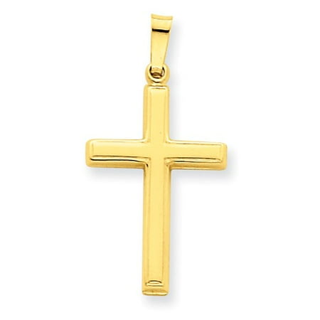 14k Yellow Gold Hollow Cross Pendant