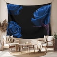 thumbnail image 2 of Blue Rose Tapestry for Bedroom Wall Hanging Tapestry, Vintage Abstract Garden Flower Floral Black Ceiling Backdrop Tapestries Poster Blanket Wall Decor for Teens Room Living Room Dorm 51" x 59", 2 of 8