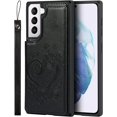 thumbnail image 2 of for Galaxy S21 Plus /S21+ Wallet Case with RFID Blocking Card Holder,PU Leather Double Magnetic Buttons Stand Wrist Strap Shockproof Case for Samsung Galaxy S21 Plus 5G 6.7",Heart Black, 2 of 16
