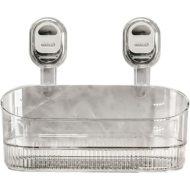 No-Drill Bathroom Suction Storage Box,Corrugated Suction Cup Storage Holder,Powerful Suction Storage Box,Removable Hanging Storage Basket, No Drilling Shelves Caddy, Ripple Acrylic Wall Shelf (Clear)