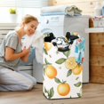 thumbnail image 5 of Yayeee Freestanding Laundry Hamper with Handle Collapsible Large Storage Basket for Clothes, White Watercolor Oranges, 5 of 7