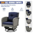 thumbnail image 4 of Seizeen Patio Furniture Set on Sale, 3 Pieces Outdoor Rattan Swivel Gliders Rocker w/Coffee Table, Wicker Patio Bistro Chair Set for Front Porch, Rocking Conversation Set w/Thickened Cushions, Navy, 4 of 10