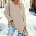 thumbnail image 2 of Breezora Tunique à Col Rond Surdimensionnée pour Femmes, Chemise à Manches Longues Rayée, Blouse Douce et Ample, Tenue Décontractée Décontractée, Confort Quotidien 2026, Taille P, Beige, 2 of 5