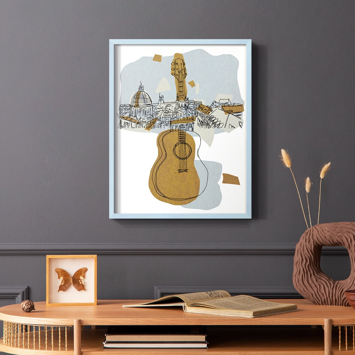 Rehearsal III Framed Print in Blue Solid Wood Framed Print No Nail Hanging