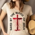 thumbnail image 4 of Saved by the Blood of Jesus T-Shirt | Christian Cross Graphic Tee, Ash, Size 3XL, 4 of 6