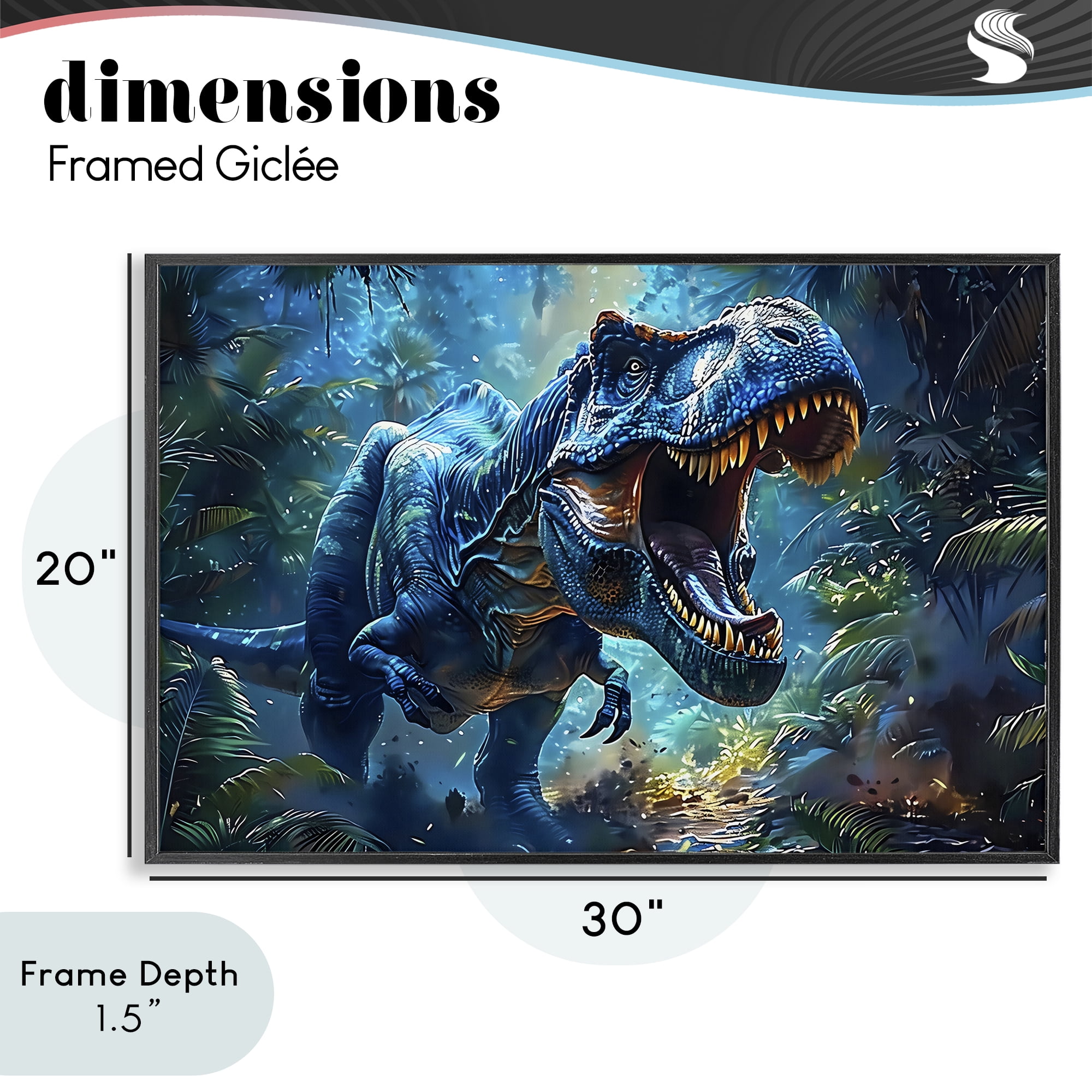 Stupell Industries Blue Toned Dinosaur Roar Black Framed Giclee Art, design by Creative Studio