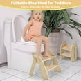 thumbnail image 5 of Wooden Step Stool, 300 lb. Load Capacity, with Safety Non-Slip Pads and Handles, Bamboo Step Stool for Bathroom and Kitchen, Children's Double Height(Log Color), 5 of 9