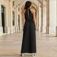 thumbnail image 3 of Previn Women's Summer Sleeveless Jumpsuit Long Jumpsuits Wide Leg Pant Halter Casual Party Jumpers And Rompers Black 20, 3 of 4