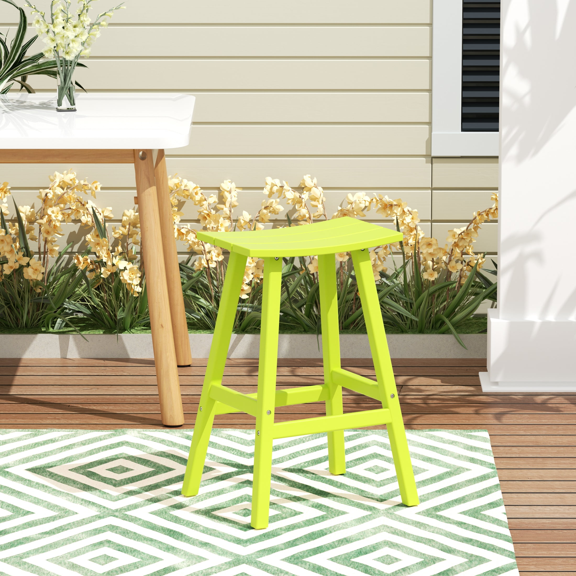 GARDEN 29" Inches Adirondack Plastic Outdoor Bar Stools for Patio, Lime